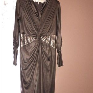 Gold long sleeve evening gown